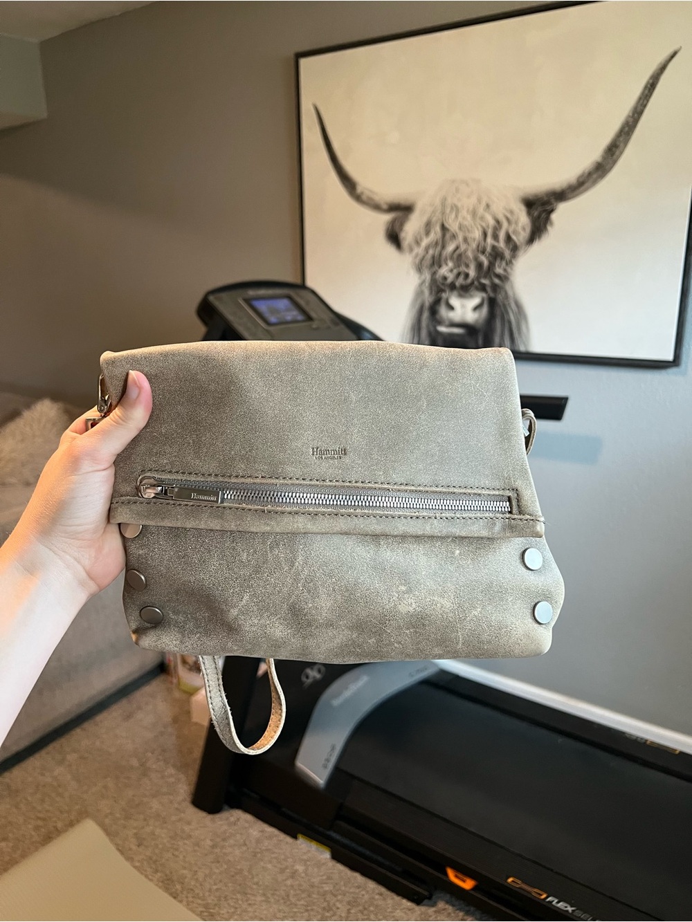 Hammitt VIP Medium Crossbody in Pew/Brushed Silver